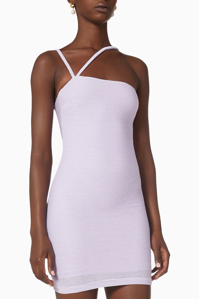 

Penelope Mini Dress in Ribbed Knit, Purple