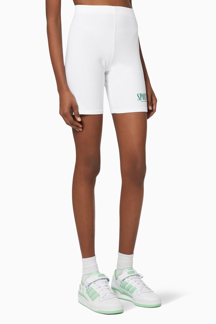 Sports Biker Shorts in Cotton, White
