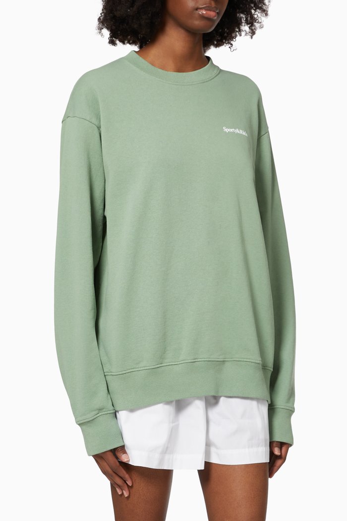 

Health is Wealth Crewneck Sweatshirt in Cotton, Green
