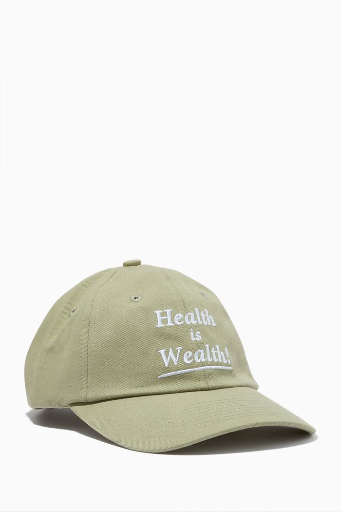 

Health is Wealth Hat in Twill Cotton, Green