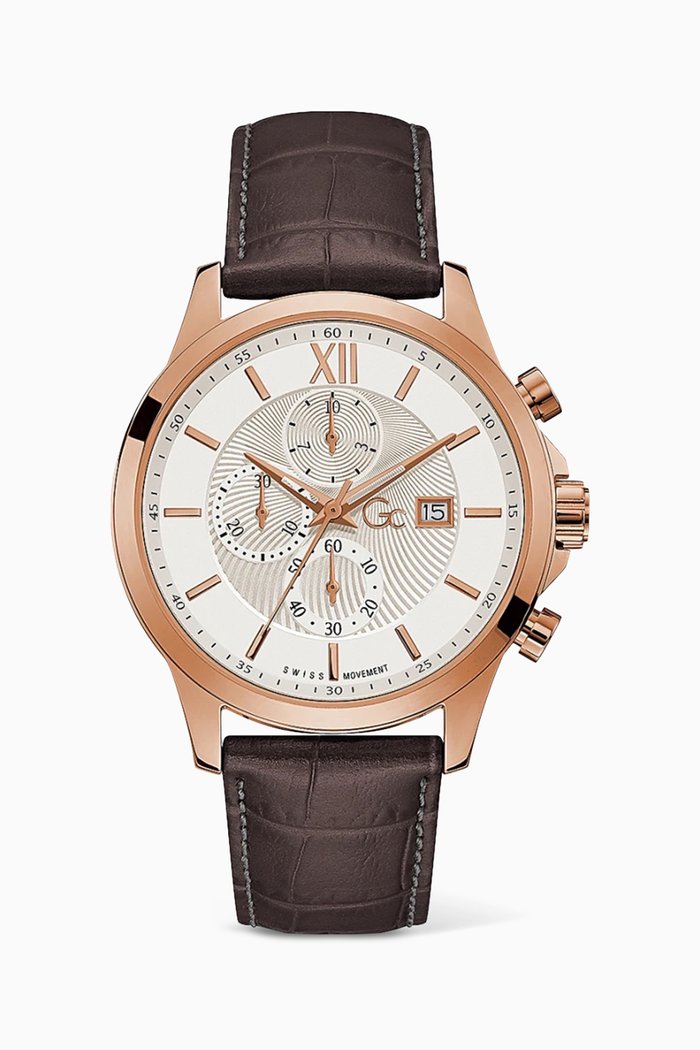 GC Executive Chrono Leather Watch, 44mm, Neutral