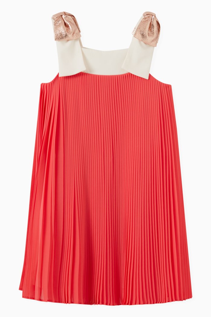 

Pleated Trapeze Dress in Chiffon, Pink