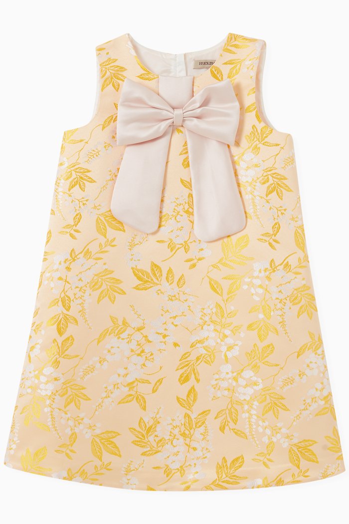 

Bow Shift Dress in Jacquard, Yellow