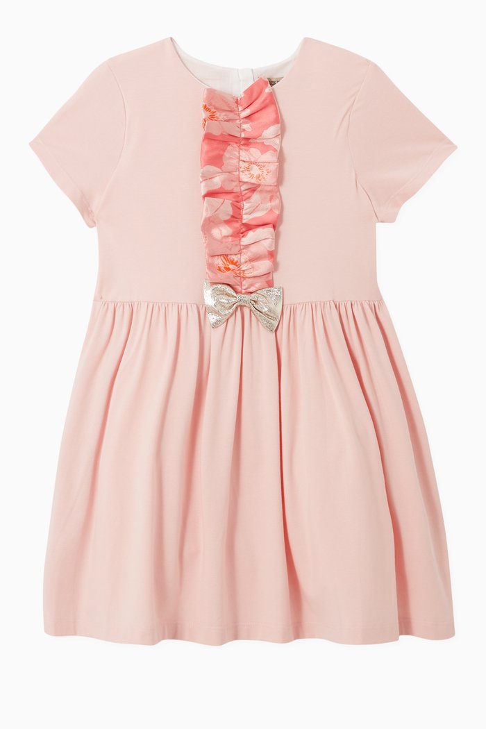 

Ruffle Bow Jersey Dress, Pink