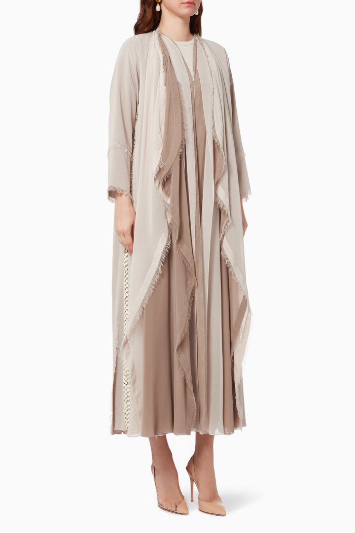 

Two Tone Embellished Abaya, Neutral