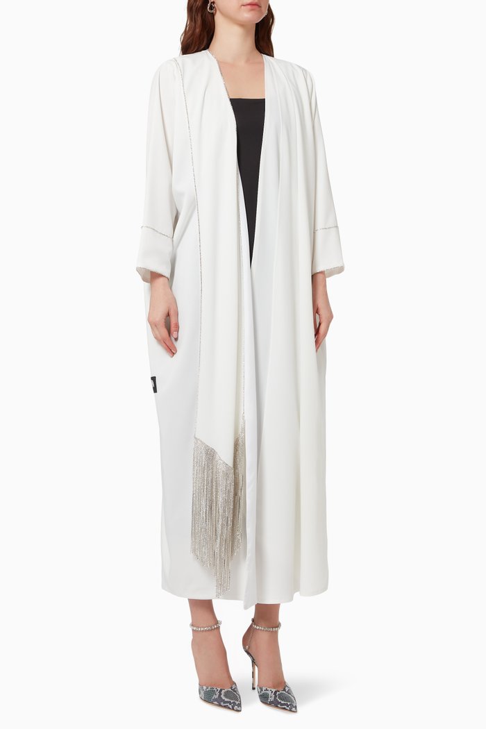 

Crystal Embellished Abaya, White