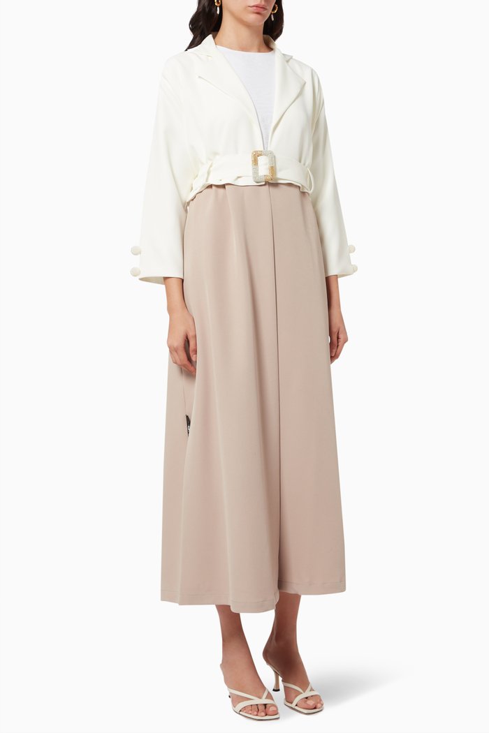 Embellished Coat Abaya with Belt, Multicolour