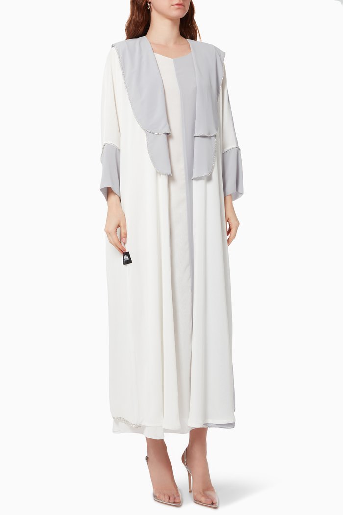 

Crystal Two-tone Abaya with Dress, Multicolour