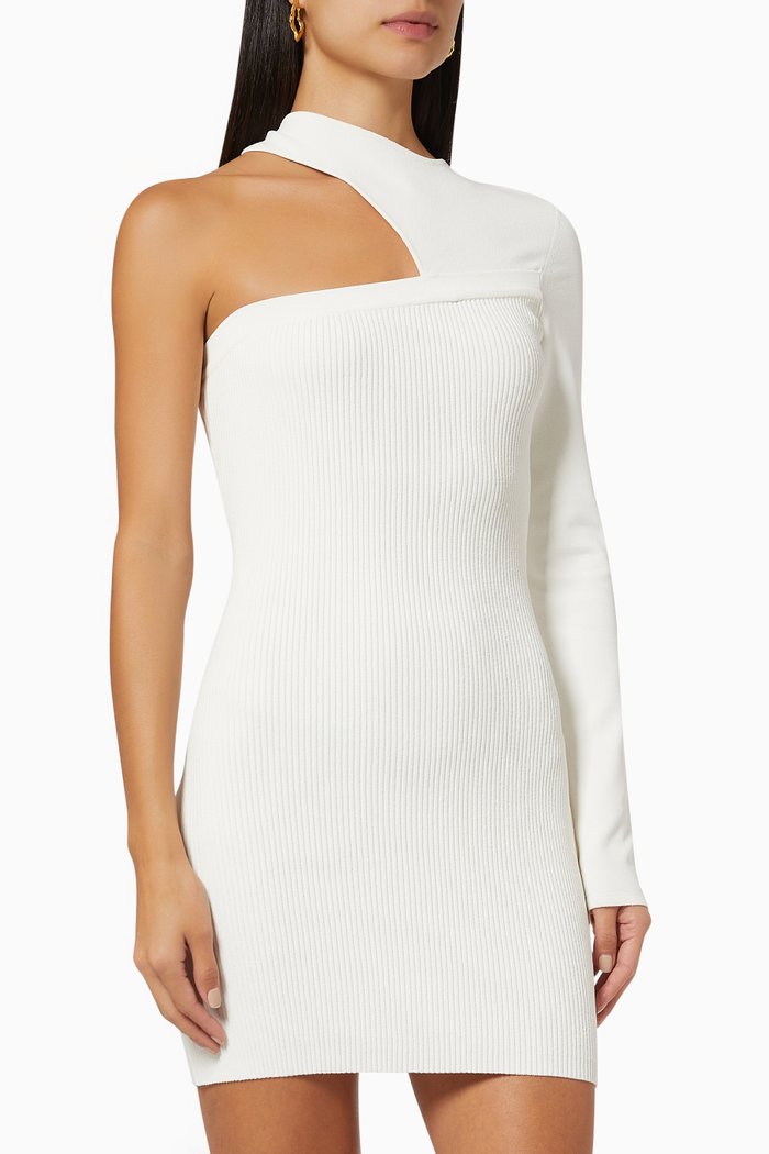 

Tinino One Sleeve Mini Dress in Engineered Rib, Neutral