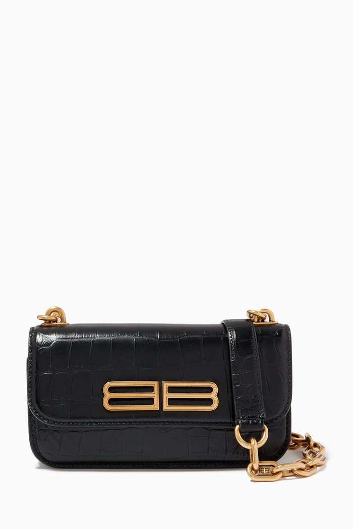 

Gossip XS Shoulder Bag in Croc-embossed Leather, Black