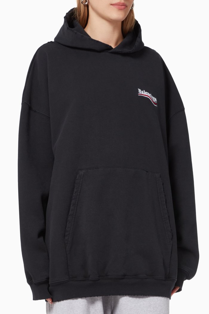 

Political Campaign Hoodie in Curly Cotton Fleece, Black