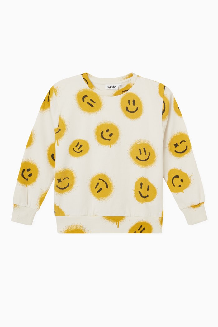 

Mik Smiley Sweatshirt in Organic Cotton, White
