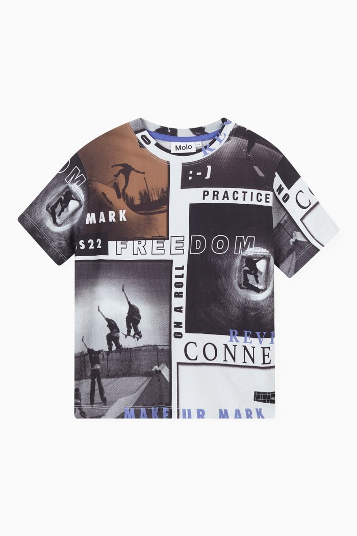 

Newspaper Print T-Shirt in Jersey, Black