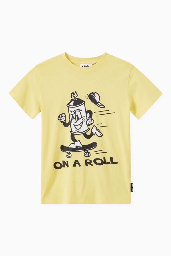 

Graphic Print T-Shirt in Organic Cotton, Yellow
