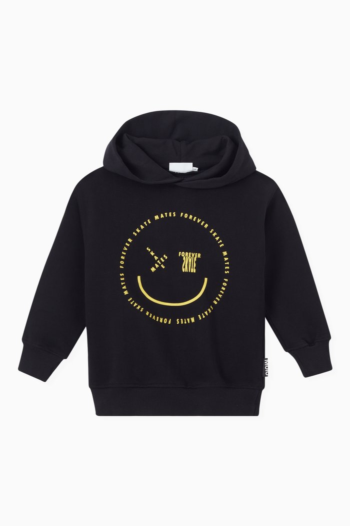 Smiley Face Hoodie in Jersey, Black