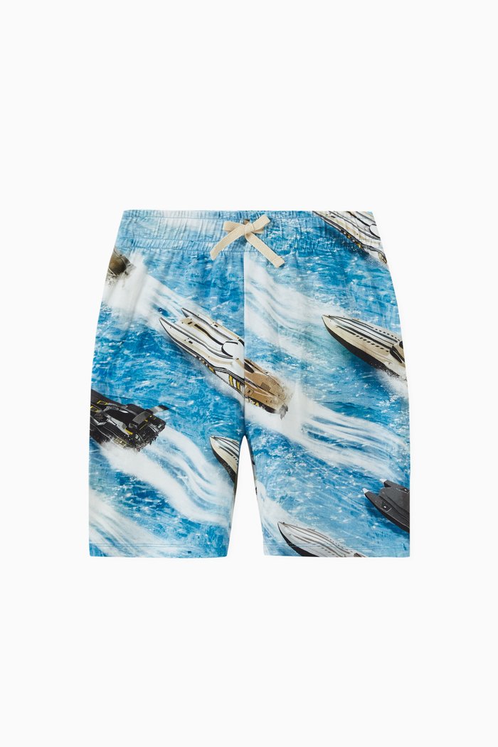 

Boat Print Shorts in Organic Cotton, Blue