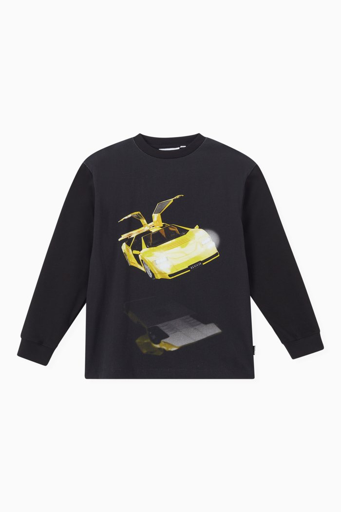 

Car Print Sweatshirt in Jersey, Black