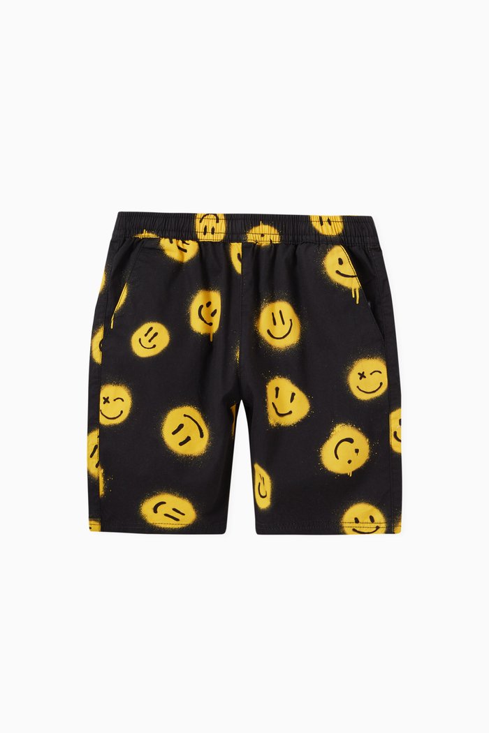 

Smiley Face Shorts in Cotton, Black