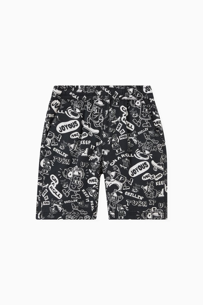 

Smiley Face Shorts in Cotton, Black