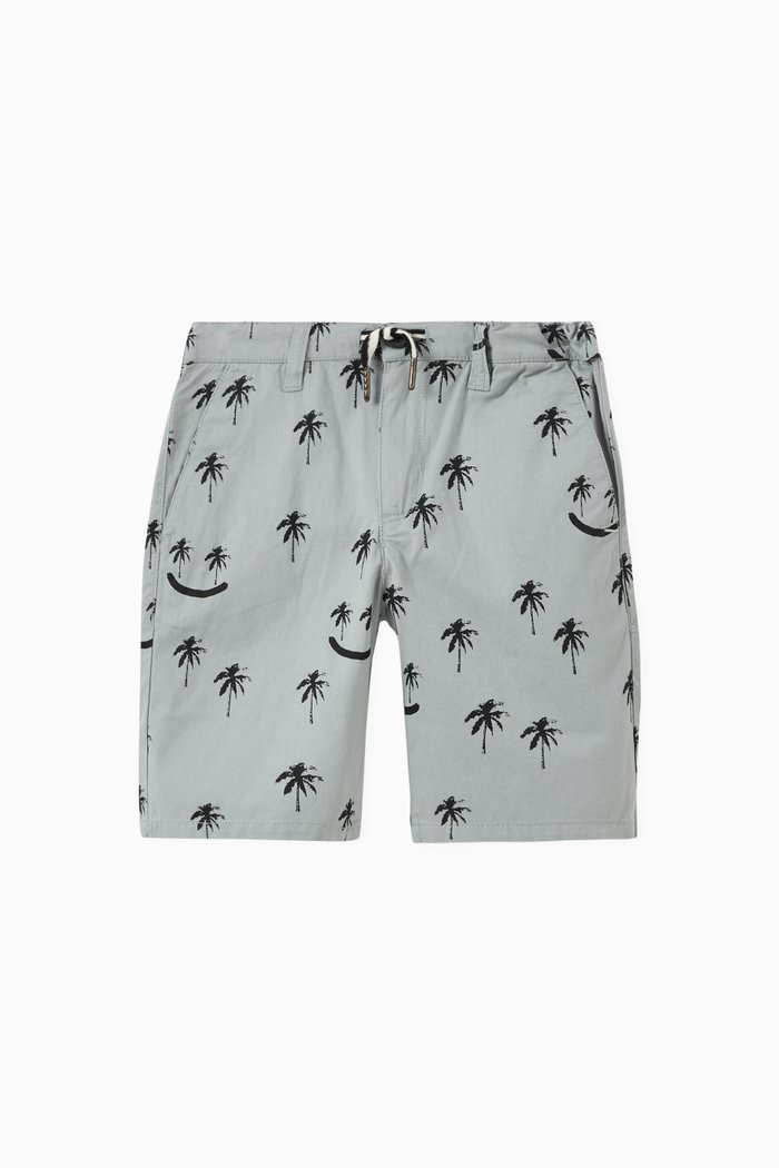 

Palm Tree Print Shorts in Cotton, Grey
