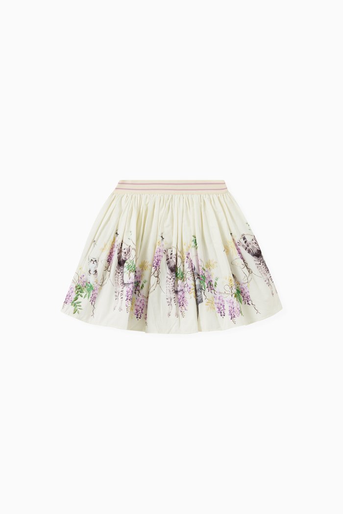 

Kitten Print Skirt in Organic Cotton, Neutral