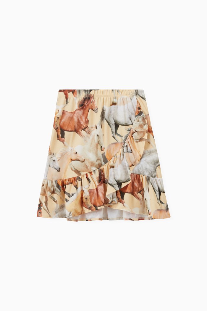

Floral Print Wrap Skirt in Cotton, Yellow