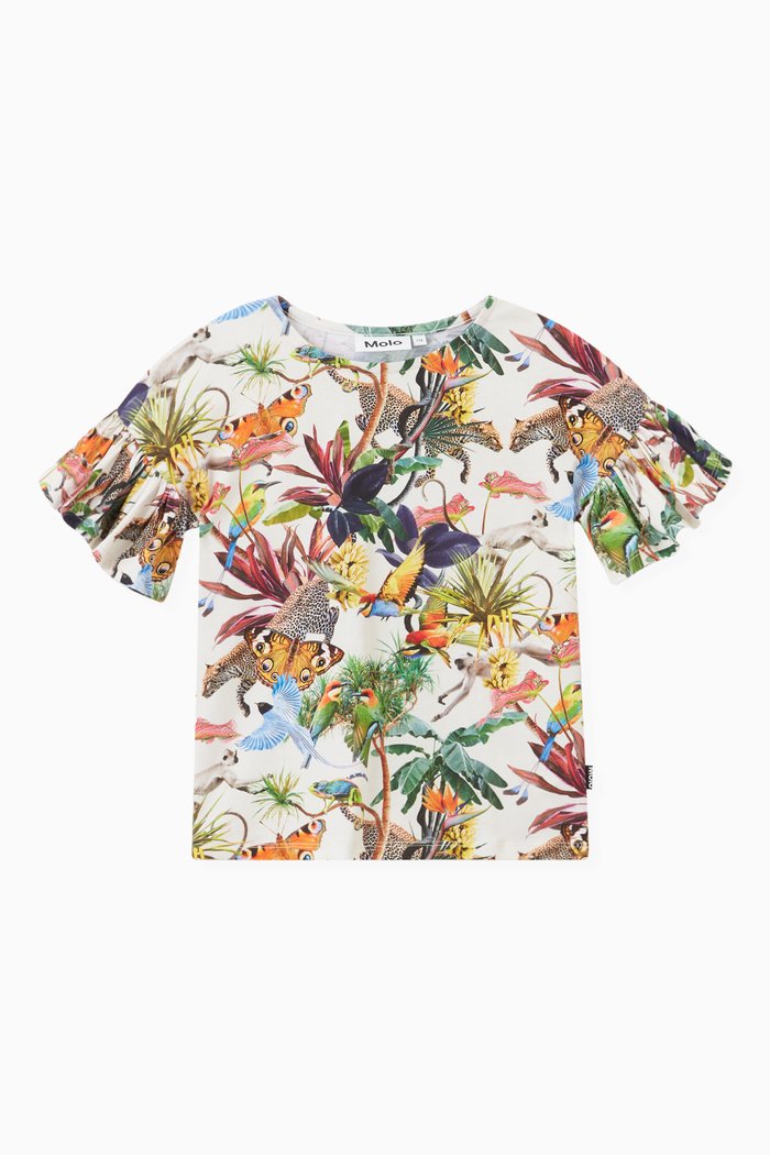 

Imaginary Jungle Print T-Shirt in Stretch Cotton, Multicolour