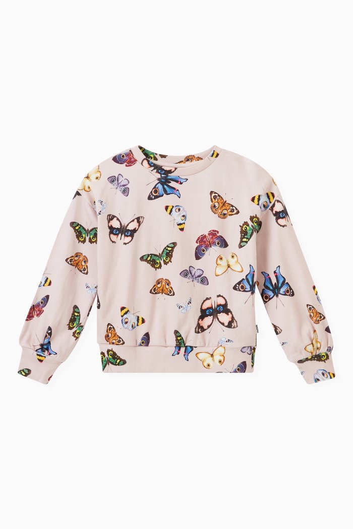 

Butterfly Print Sweatshirt in Cotton, Pink
