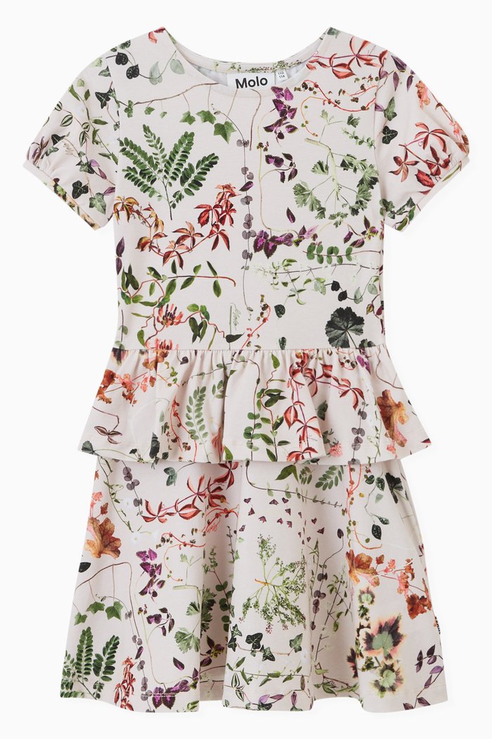 

Floral Print Peplum Dress in Jersey, Pink