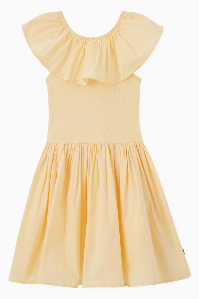 

Ruffle Collar Dress in Cotton, Yellow