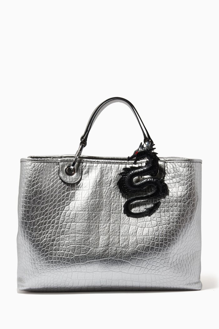 

Draco Handbag Charm in Leather, Black