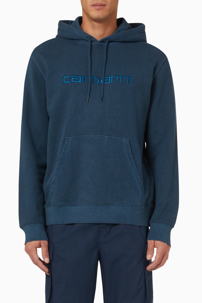 Hooded Duster Sweatshirt in Fleece, Blue