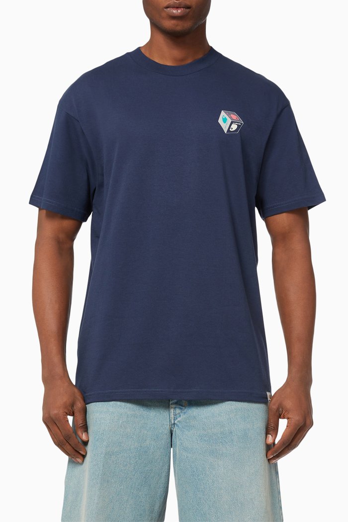 Cube Graphic T-Shirt in Cotton, Blue