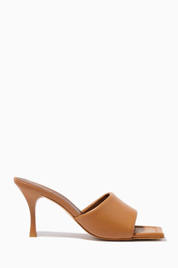 

Puffy Mules in Leather, Brown