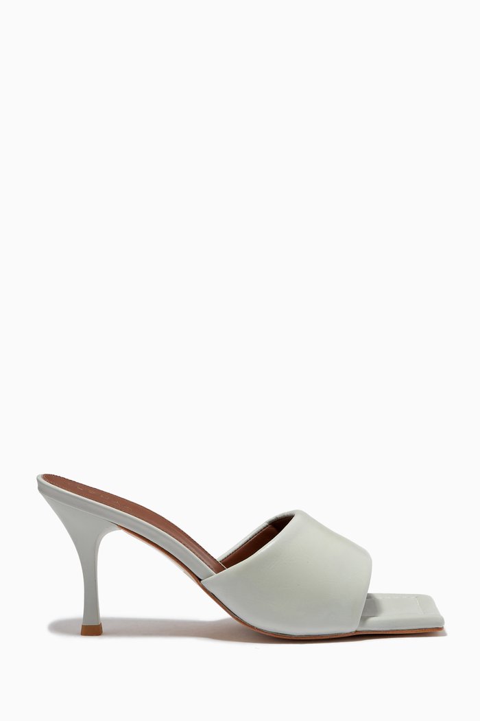 

Puffy Mules in Leather, White