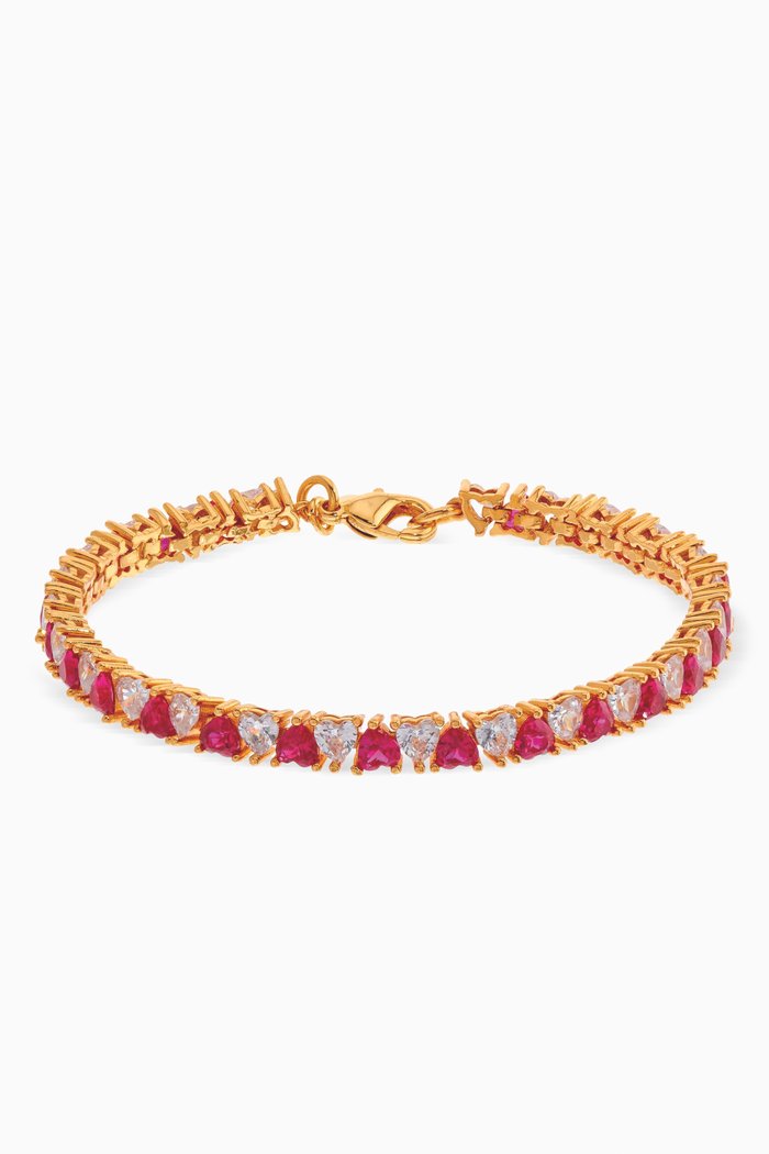 

Valentine Bracelet in 18k Gold Plated Brass, Pink