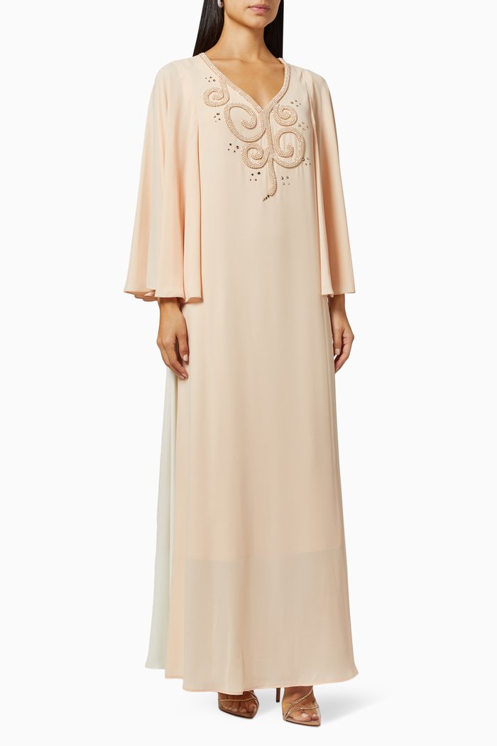 

Embellished Jalabiya in Crepe, Pink