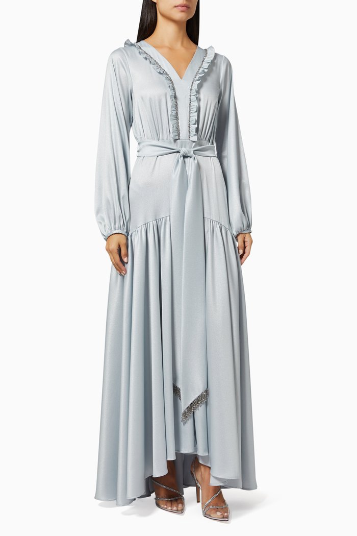 

Embellished Dress in Silk, Blue