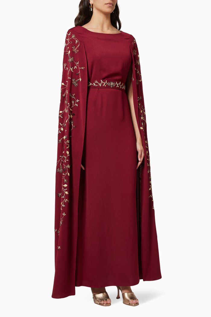 

Cape Dress in Crepe, Burgundy