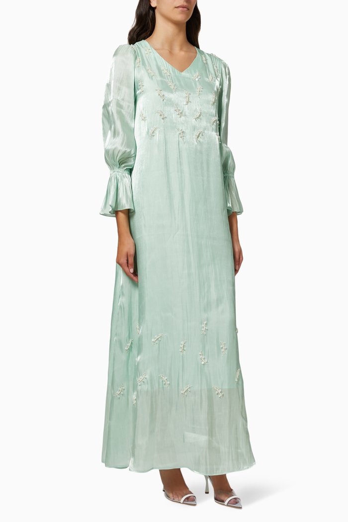 

Pearl Kaftan in Shiny Crepe, Green