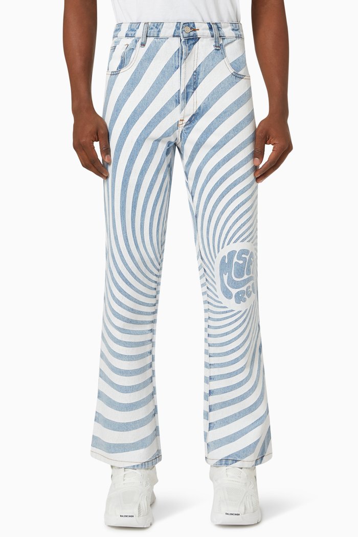Patterned Jeans in Denim, Grey