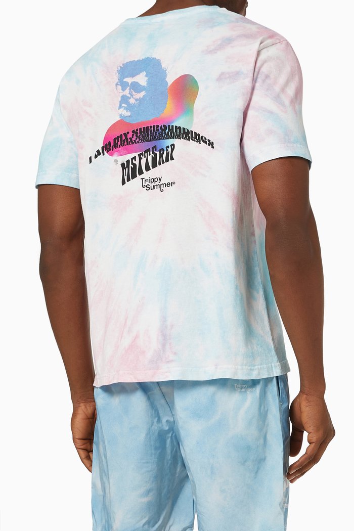 

I Am My Surroundings Print T-shirt in Tie-dye Cotton, Multicolour