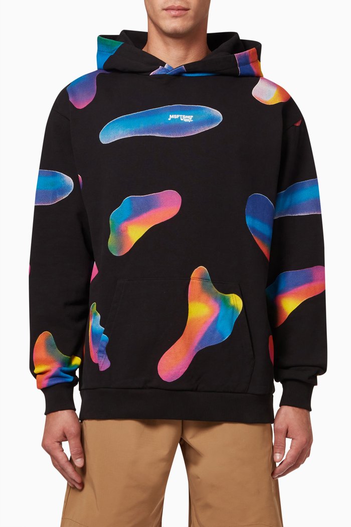 

Abstract Print Hoodie in Cotton, Black