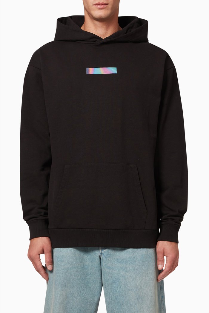 

Rainbow Box Print Hoodie in Cotton, Black