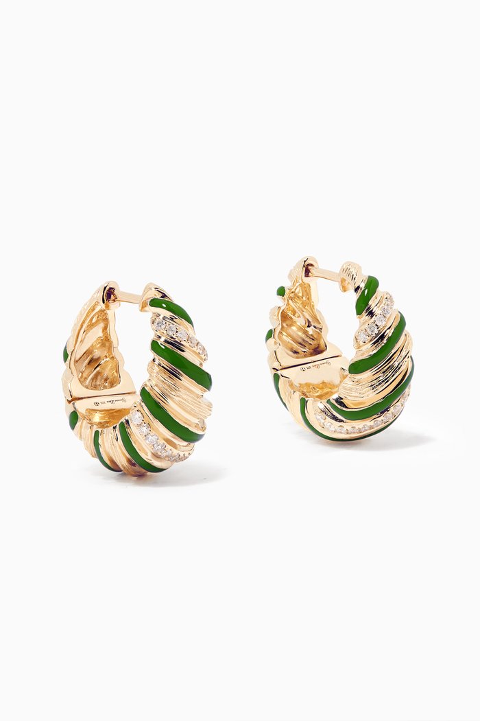 

Mademoiselle Diamond Hoops with Enamel in 9kt Yellow Gold