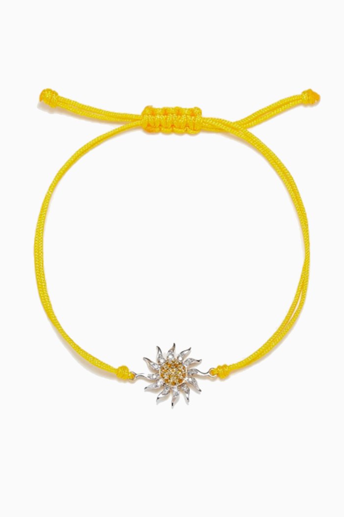 

Sweet Words & Strings Sun Thread Bracelet with Diamonds in 9kt White & Yellow Gold