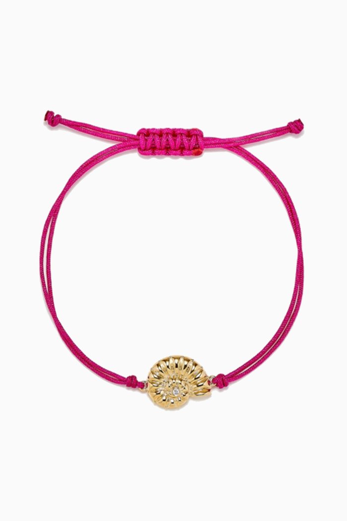 

Sweet Words & Strings Seashell Thread Bracelet with Diamonds in 9kt Yellow Gold