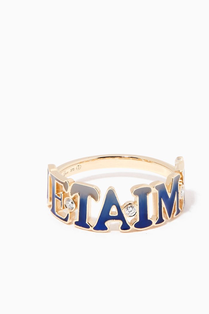 

Sweet Words & Strings Je T'aime Ring with Diamonds in 9kt Yellow Gold