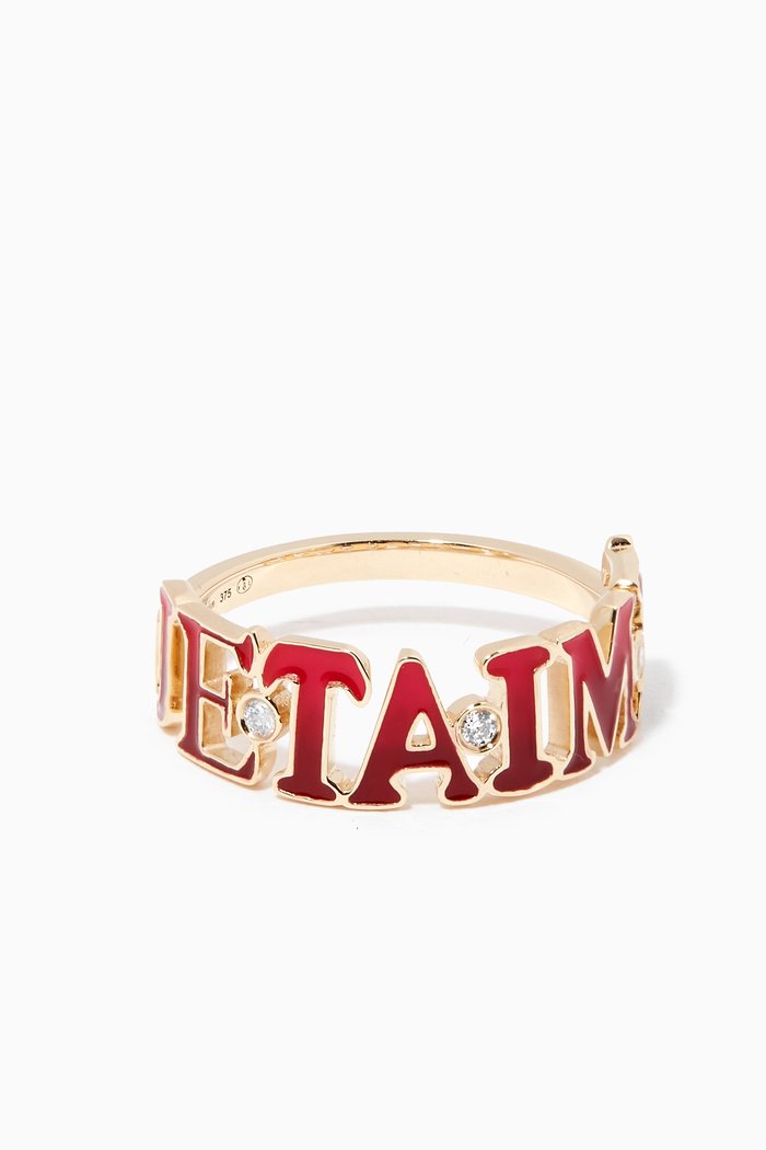 

Sweet Words & Strings Je T'aime Ring with Diamonds in 9kt Yellow Gold
