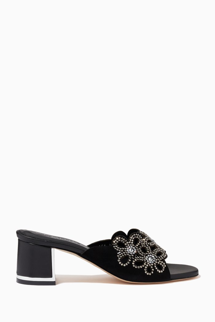 

Embellished Mules in Suede, Black